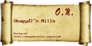 Obagyán Milla névjegykártya
